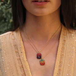 Brooke Gregson Alphabet Sunset Enamel Letter Necklace (Small) Store