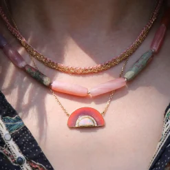 Brooke Gregson Australian Opal Sunrise Enamel Diamond Necklace Flash Sale