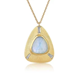 Brooke Gregson Bauhaus Aquamarine Diamond Engraved Necklace Cheap