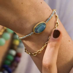 Brooke Gregson BOULDER OPAL ELLIPSE SILK GOLD BRACELET Cheap