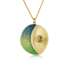 Brooke Gregson Crescent Moon Enamel Diamond Necklace Fashion