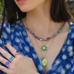 Brooke Gregson Crescent Moon Enamel Diamond Necklace Fashion