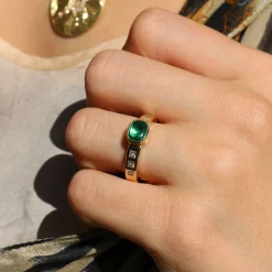 Brooke Gregson DIAMOND BAND EMERALD RING New