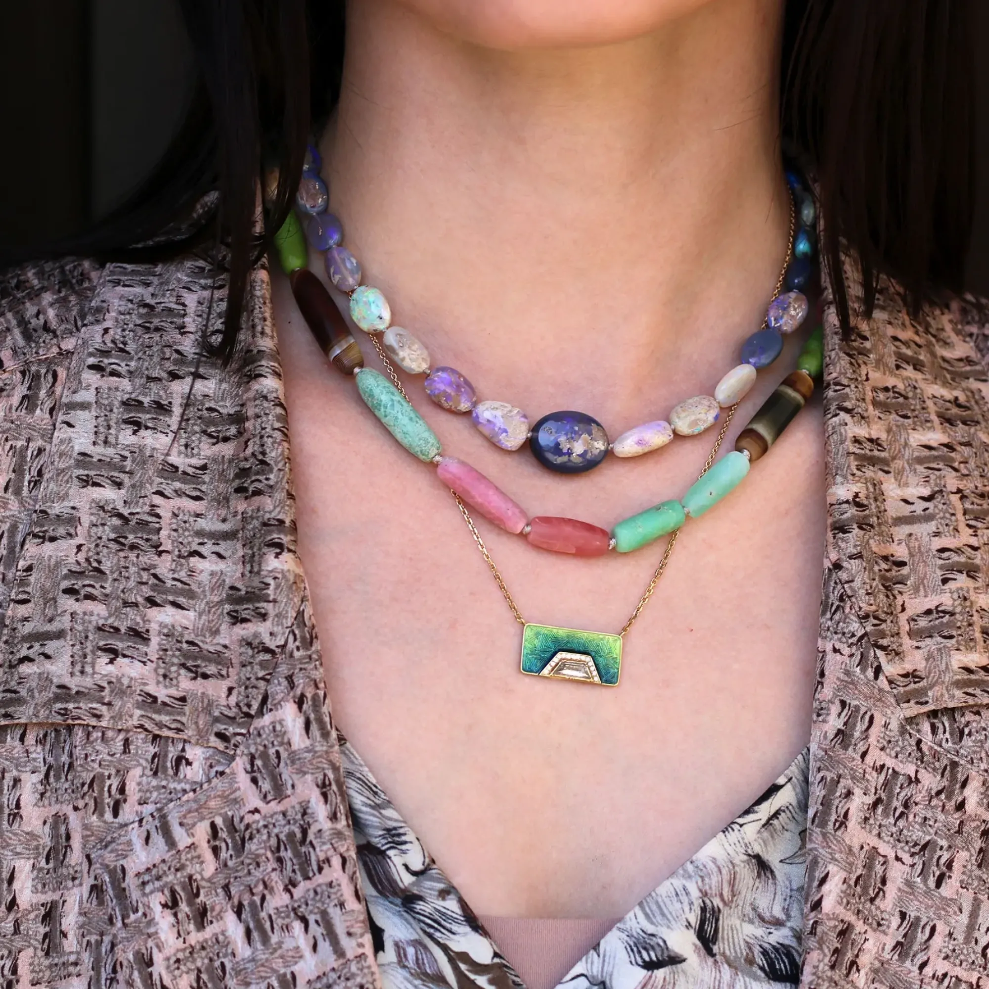 Brooke Gregson DIAMOND HEX HALO OMBRE ENAMEL NECKLACE Best