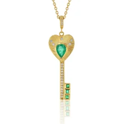 Brooke Gregson EMERALD DIAMOND KEY NECKLACE Fashion