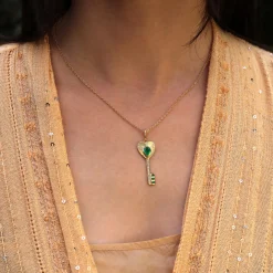 Brooke Gregson EMERALD DIAMOND KEY NECKLACE Fashion