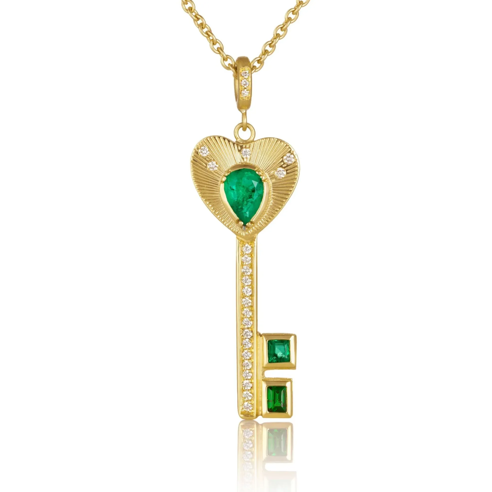 Brooke Gregson Emerald Diamond Key Necklace Flash Sale