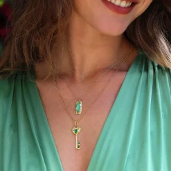 Brooke Gregson Emerald Diamond Key Necklace Flash Sale