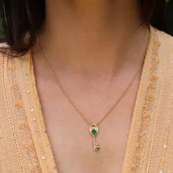 Brooke Gregson EMERALD DIAMOND KEY NECKLACE Shop