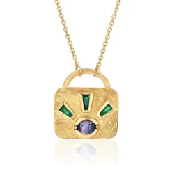 Brooke Gregson EMERALD SAPPHIRE LOCK NECKLACE Sale