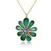 Brooke Gregson Enamel Sunflower Opal Blue Sapphire Necklace New