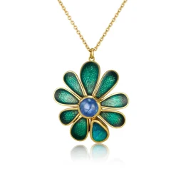 Brooke Gregson Enamel Sunflower Opal Blue Sapphire Necklace New