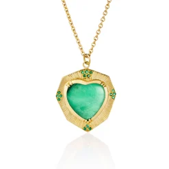 Brooke Gregson ENGRAVED CHRYSOPRASE HEART NECKLACE Clearance