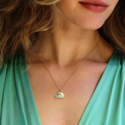 Brooke Gregson ENGRAVED SUN RAY OPAL DIAMOND NECKLACE Cheap