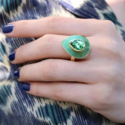 Brooke Gregson Green TOURMALINE Enamel Raindrop RING Cheap