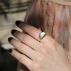Brooke Gregson HALF MOON MOONSTONE DIAMOND BAND RING Sale