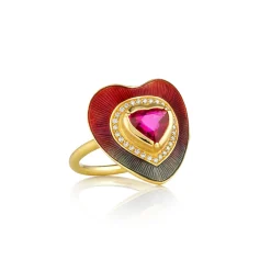 Brooke Gregson HEART RUBY DIAMOND ENAMEL RING Flash Sale