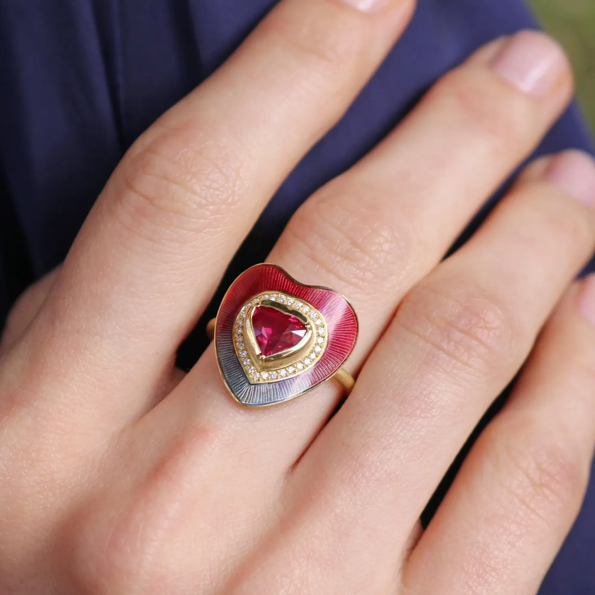 Brooke Gregson HEART RUBY DIAMOND ENAMEL RING Flash Sale