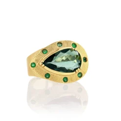 Brooke Gregson INDICOLITE TOURMALINE TALISMAN ENGRAVED RING Sale