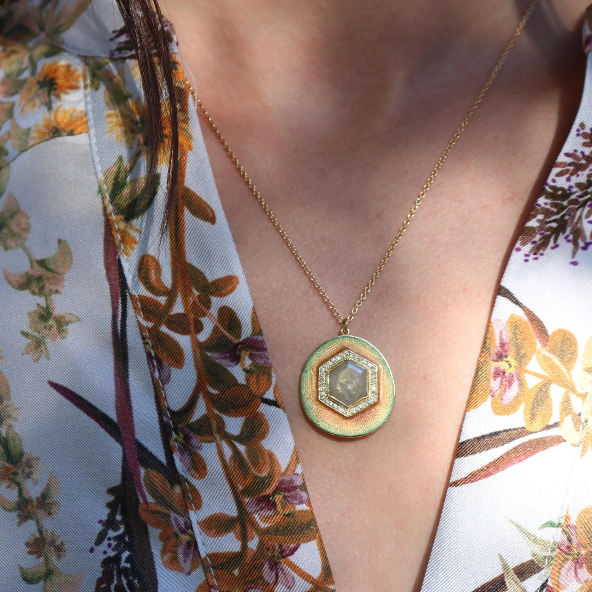 Brooke Gregson MANDALA DIAMOND ENAMEL NECKLACE Online