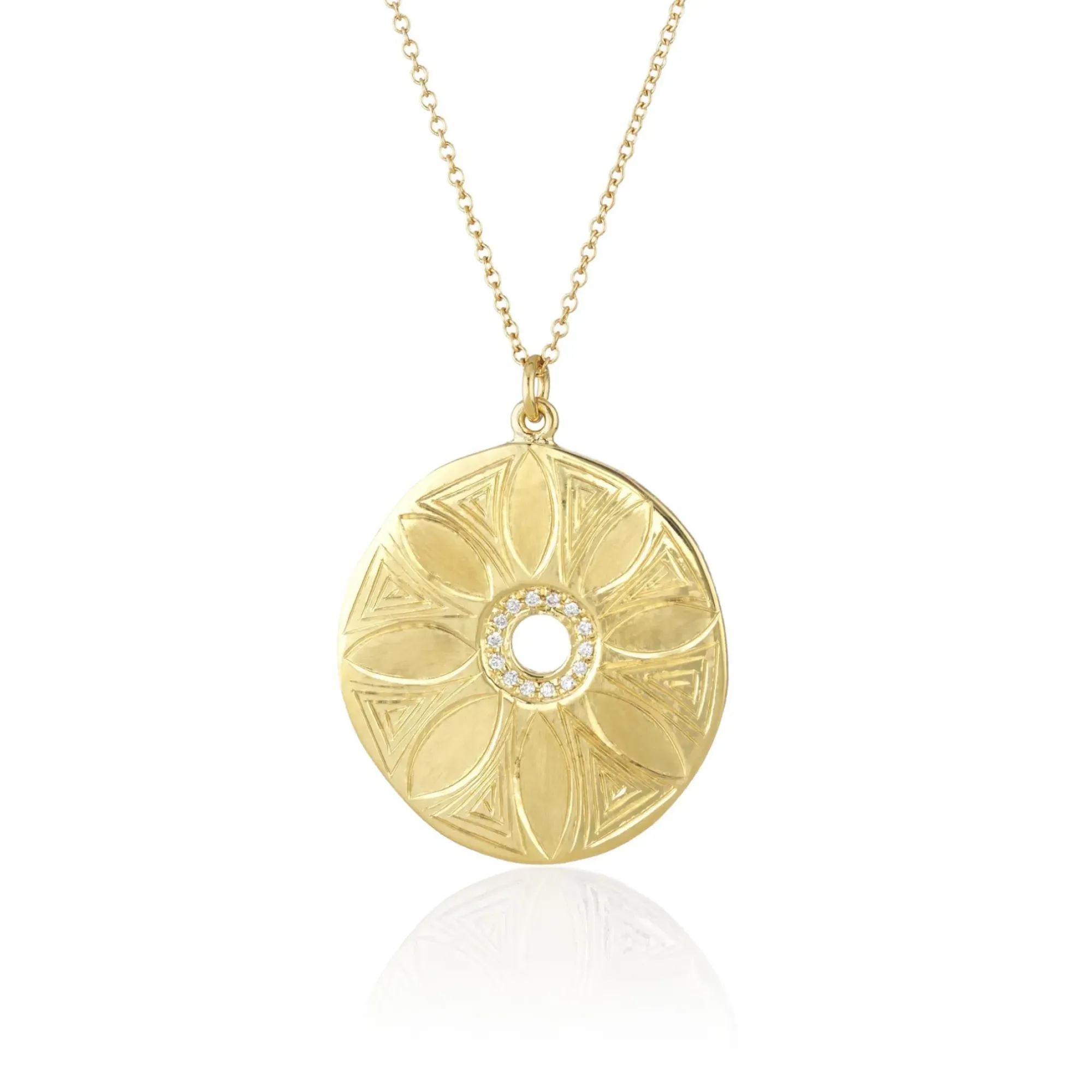 Brooke Gregson MANDALA FLORA ENGRAVED DIAMOND NECKLACE Best