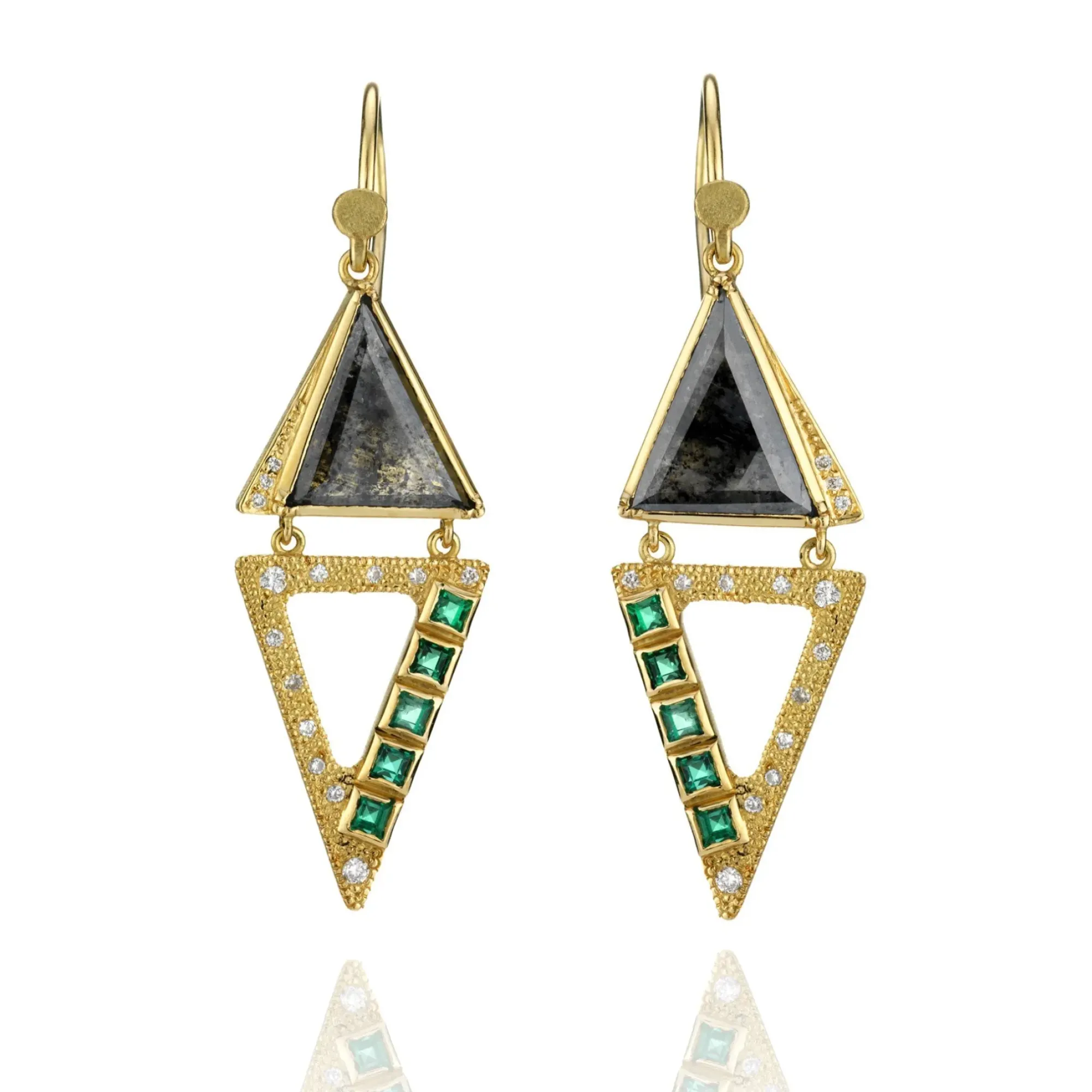 Brooke Gregson Nefertiti Diamond Emerald Earrings Fashion