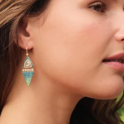 Brooke Gregson Nefertiti Diamond Green Enamel Earrings Clearance