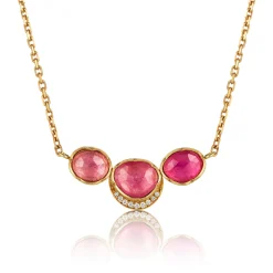 Brooke Gregson ORBIT 3 PINK SAPPHIRE HALO NECKLACE Cheap