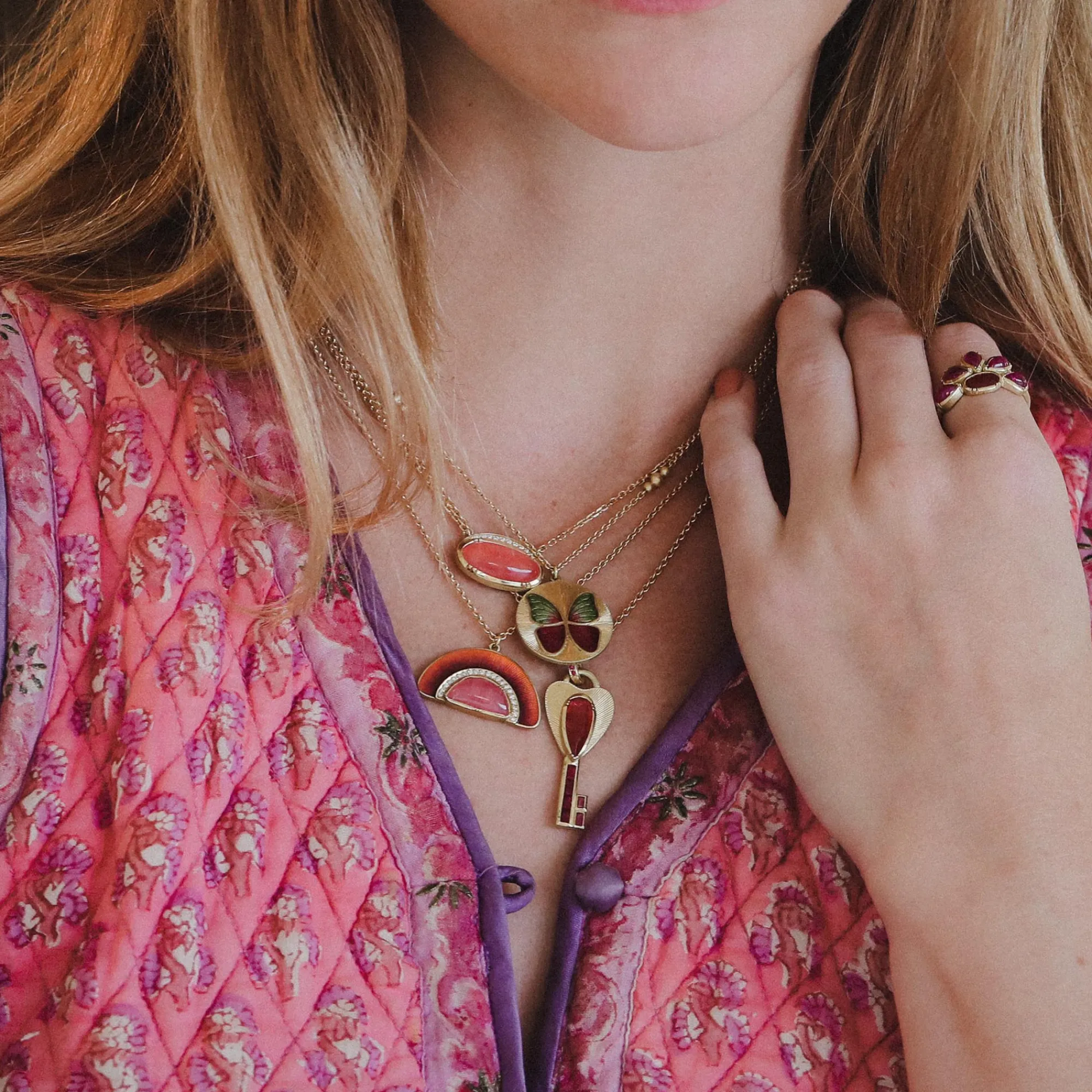 Brooke Gregson ORBIT RHODOCHROSITE HALO NECKLACE Cheap