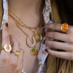Brooke Gregson PINK OPAL HORSESHOE NECKLACE Clearance
