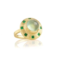 Brooke Gregson PREHNITE EMERALD SUN DIAL ENGRAVED RING Clearance