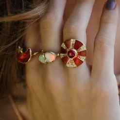 Brooke Gregson Ruby Diamond Pinwheel Ring New