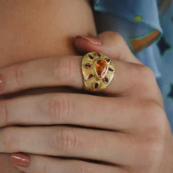 Brooke Gregson SUNSHINE MANDARIN GARNET RUBY ENGRAVED RING Sale