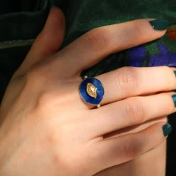Brooke Gregson TALISMAN DIAMOND COBALT BLUE ENAMEL RING Best