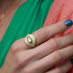 Brooke Gregson TALISMAN DIAMOND CREAM ENAMEL RING Shop