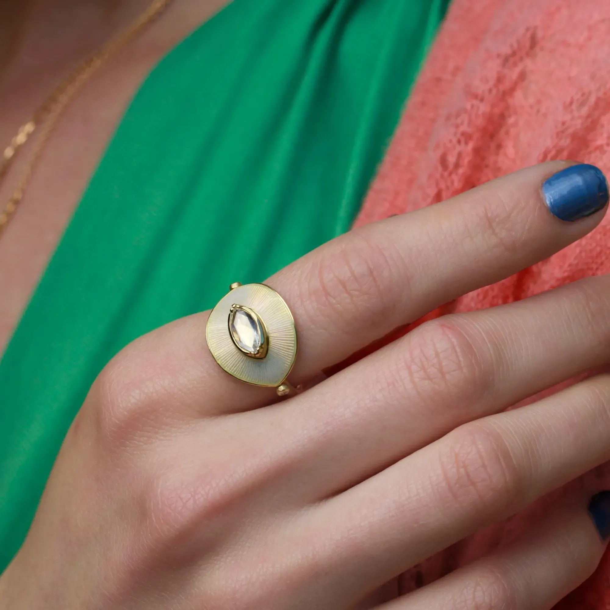 Brooke Gregson TALISMAN DIAMOND CREAM ENAMEL RING Shop