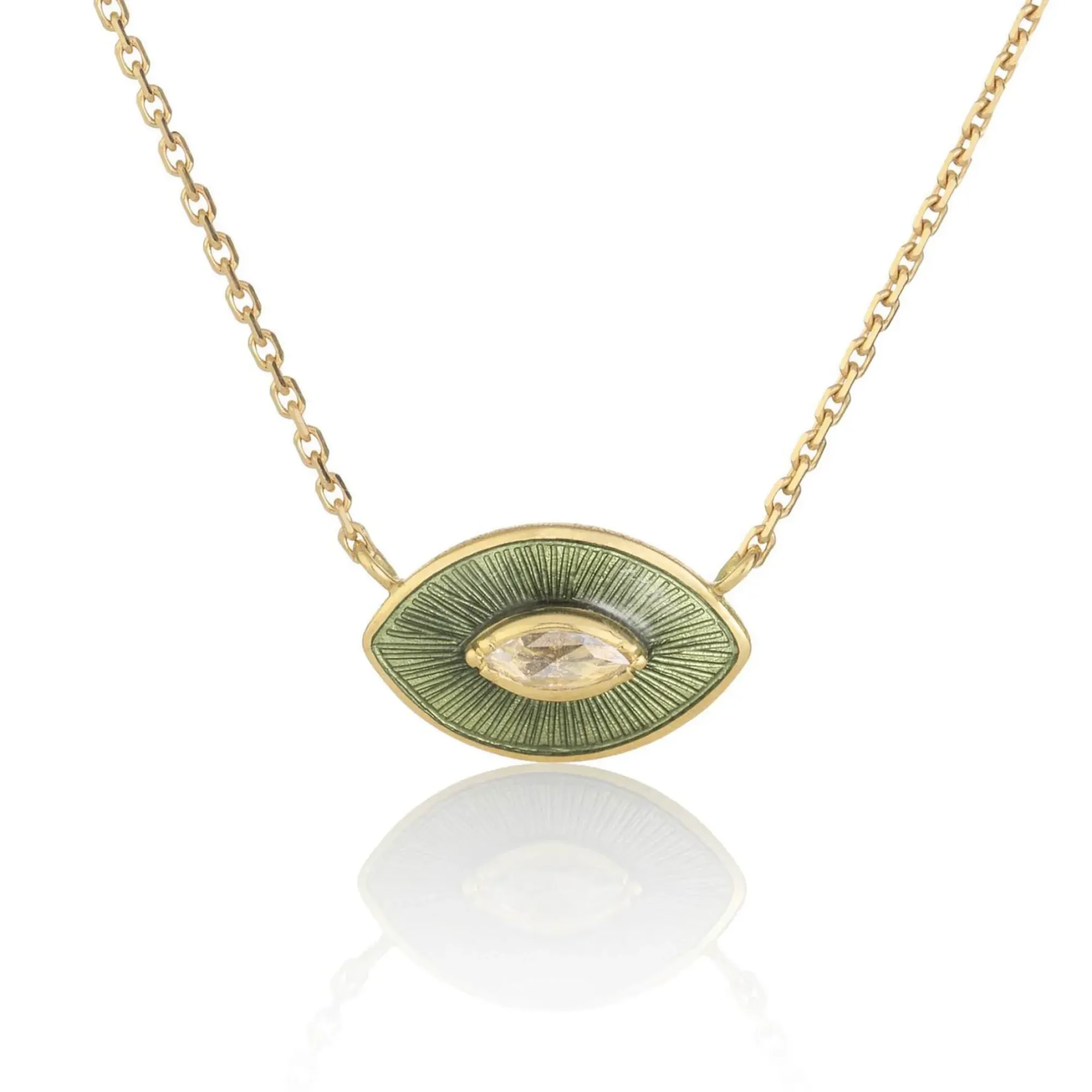 Brooke Gregson Talisman Olive Enamel Diamond Necklace Clearance