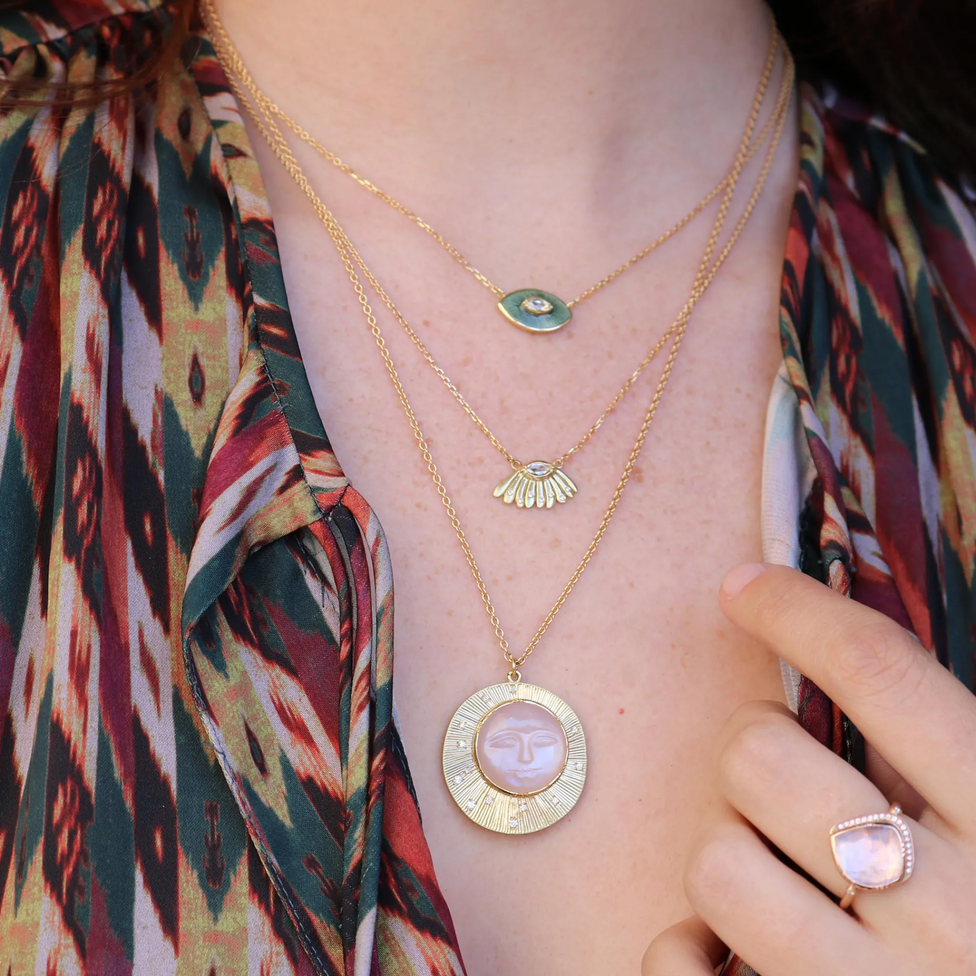 Brooke Gregson Talisman Olive Enamel Diamond Necklace Clearance