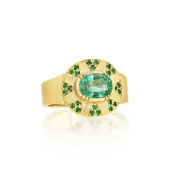 Brooke Gregson TALISMAN SHIELD EMERALD ENGRAVED RING Best