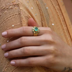 Brooke Gregson TALISMAN SHIELD EMERALD ENGRAVED RING Best