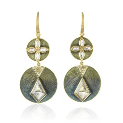Brooke Gregson TALISMAN SHIELD ENAMEL DIAMOND EARRINGS Hot