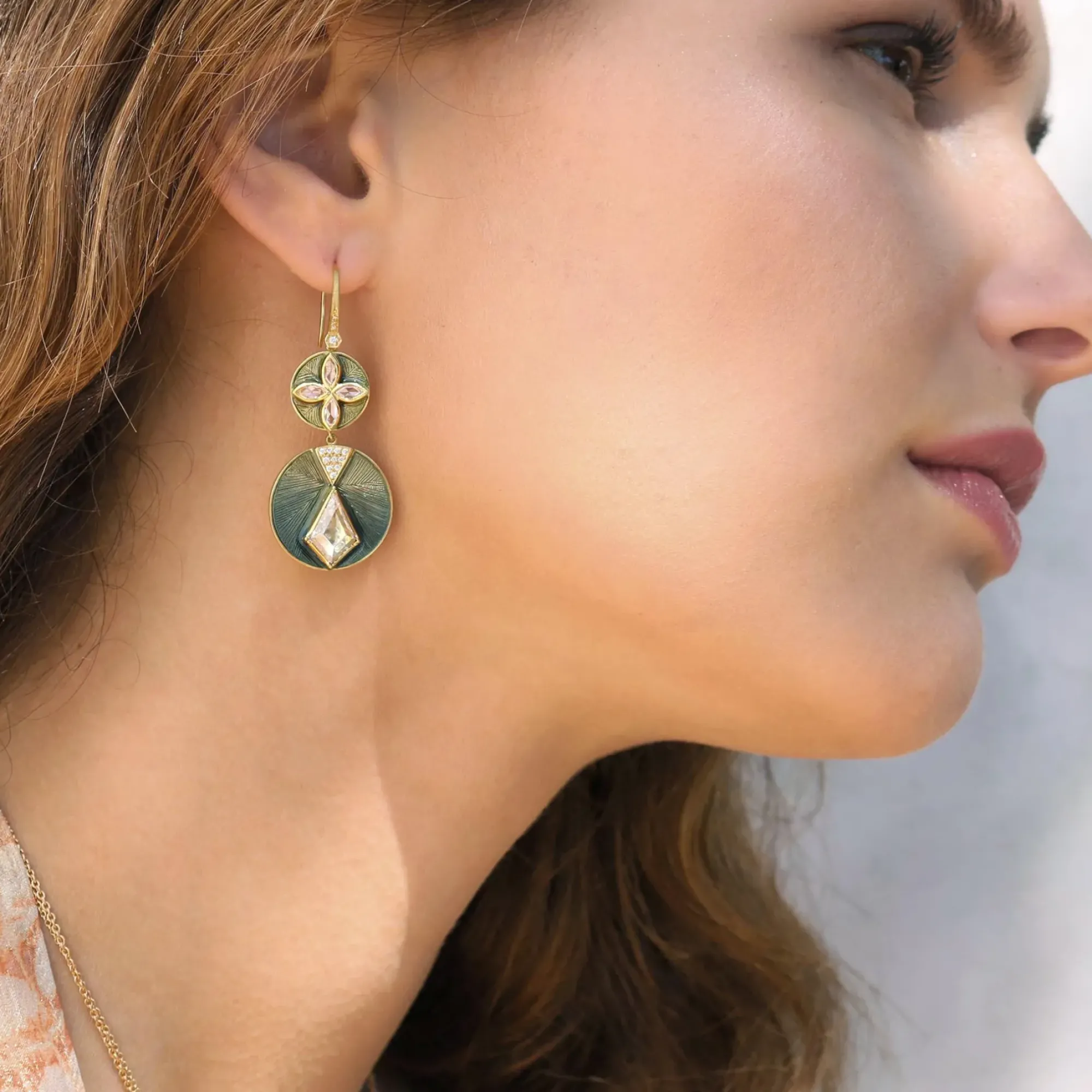 Brooke Gregson TALISMAN SHIELD ENAMEL DIAMOND EARRINGS Hot
