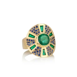 Brooke Gregson UTOPIA EMERALD SAPPHIRE SHIELD RING Discount