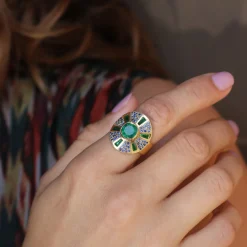 Brooke Gregson UTOPIA EMERALD SAPPHIRE SHIELD RING Discount