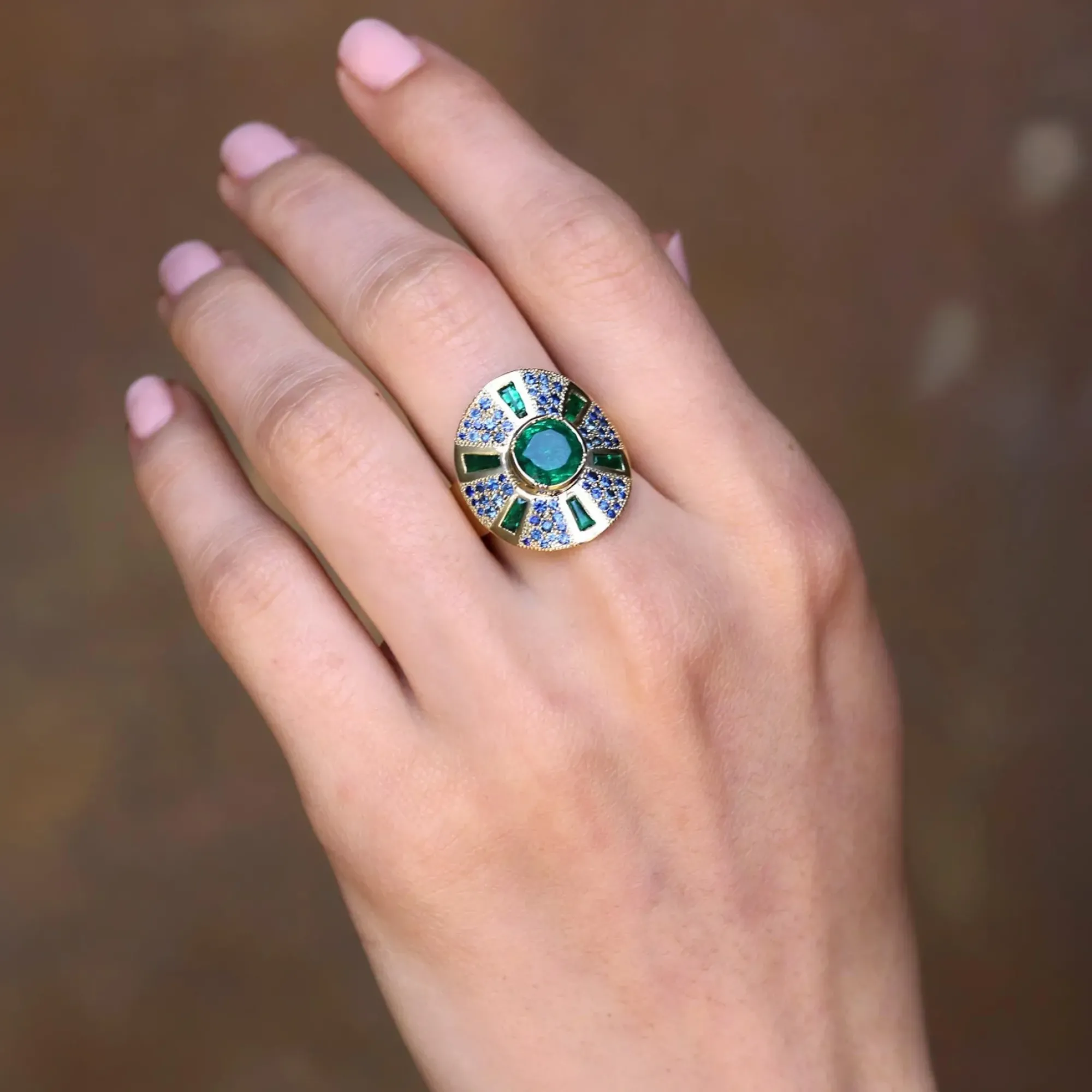 Brooke Gregson UTOPIA EMERALD SAPPHIRE SHIELD RING Discount