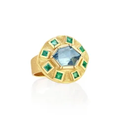 Brooke Gregson UTOPIA ENGRAVED AQUAMARINE EMERALD RING Outlet