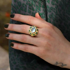 Brooke Gregson UTOPIA ENGRAVED AQUAMARINE EMERALD RING Outlet